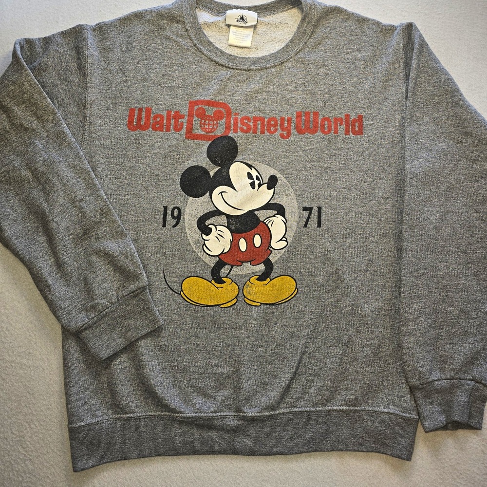 Vintage Disney Parks Mickey Mouse Sweatshirt Gray Retro 1971 Crewneck Pullover S